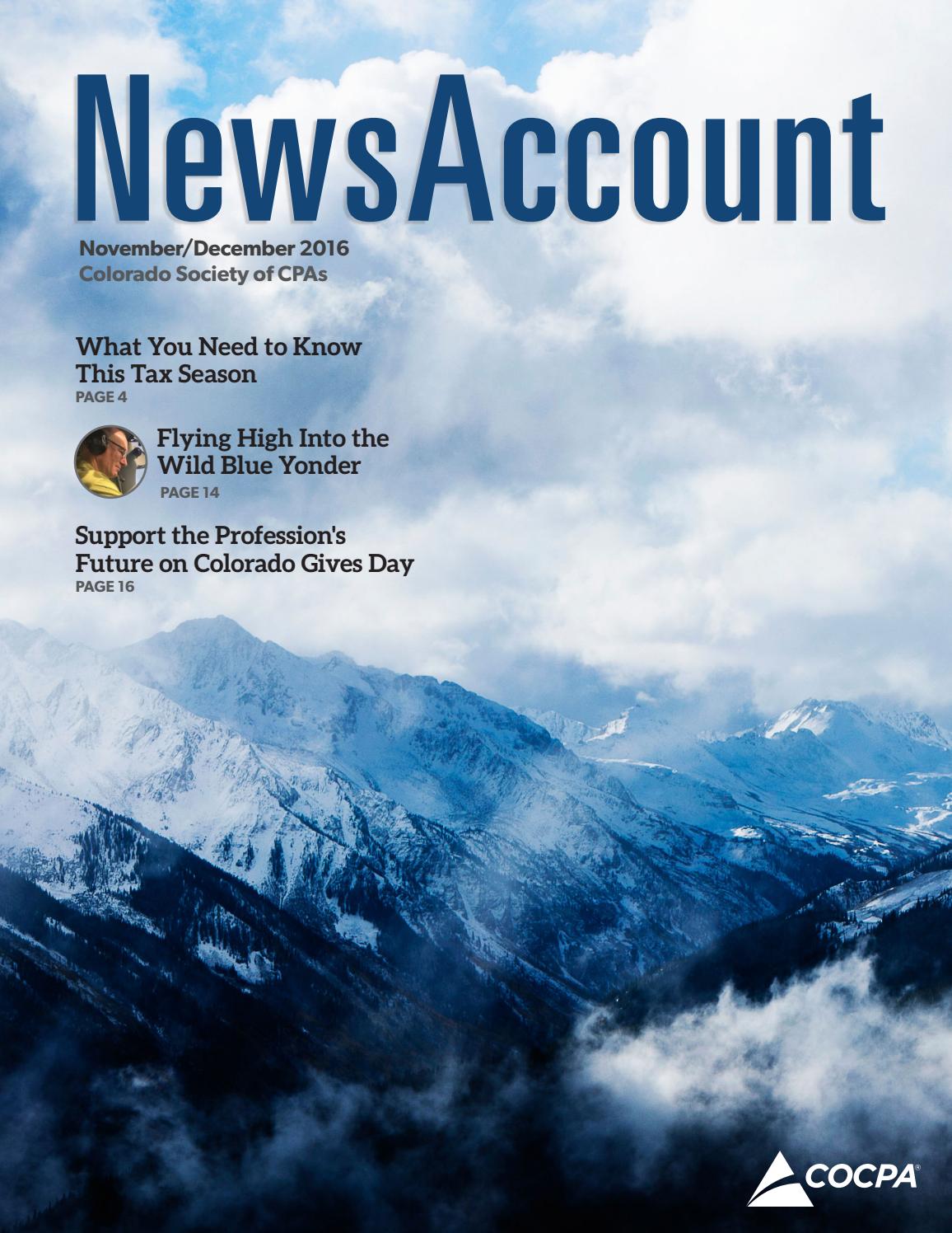 NovemberDecember 2016 NewsAccount by Colorado Society of Certified