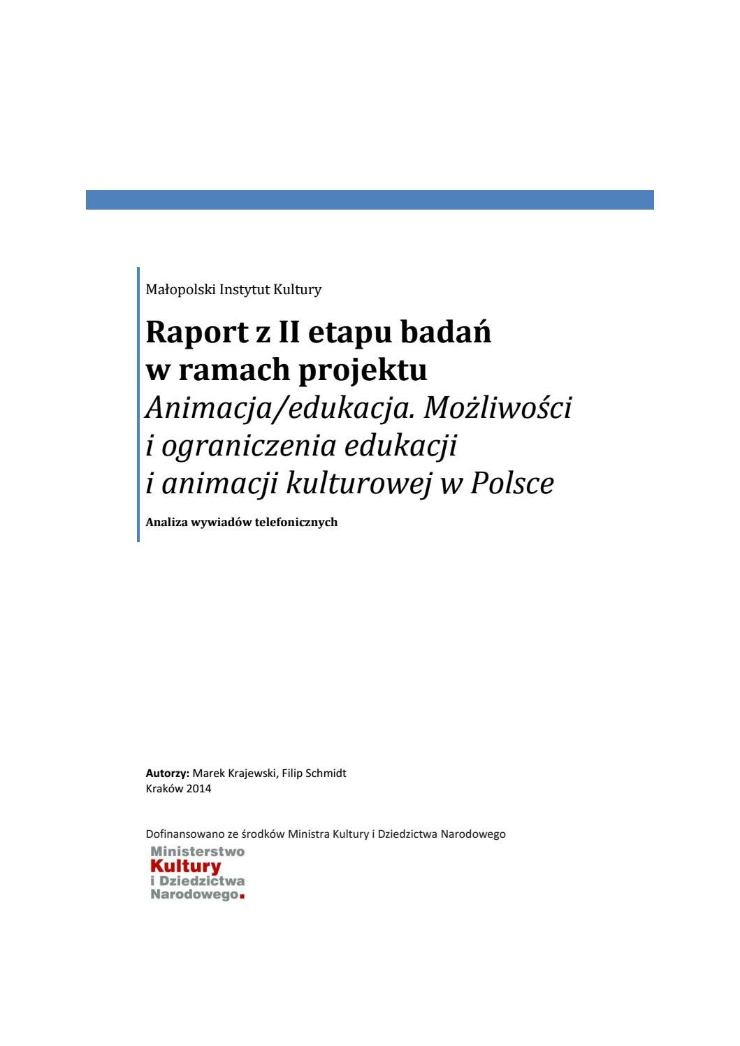 Animacja Edukacja Raport Ii Etap Analiza Wywiadów Telefonicznych By