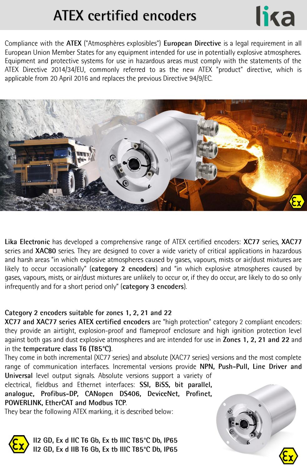 ATEX Certified Encoders From Lika Electronic EN by Lika Electronic - Issuu