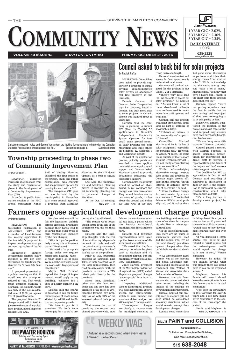 Drayton Community News October 21, 2016 by WHA Publications Ltd. Issuu