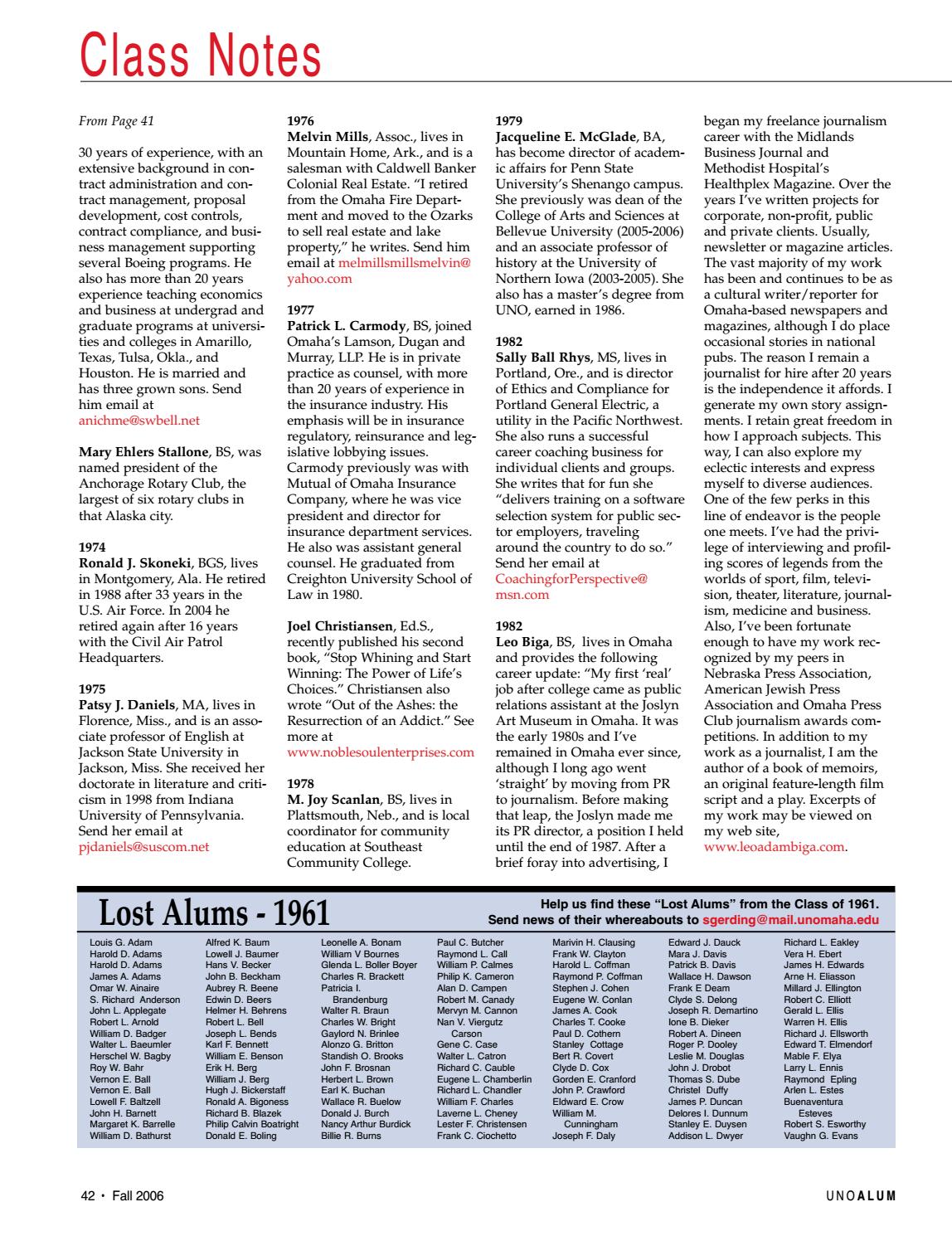 Uno Alum Fall 06 By Uno Magazine Issuu