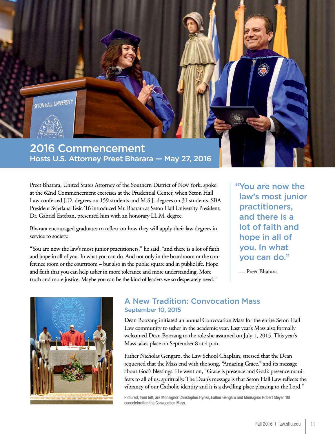 Seton Hall Law School Fall 2016 Magazine By Seton Hall University
