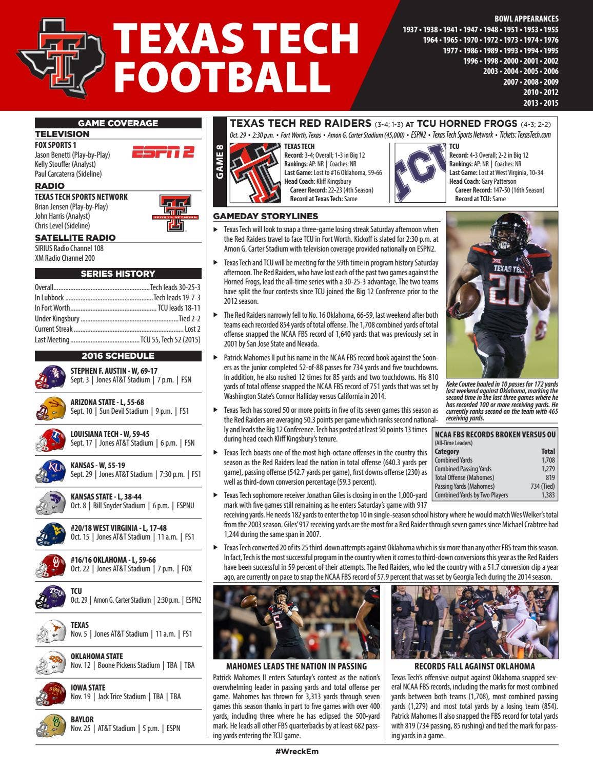 Texas Tech Score Design Game Notes: Texas Tech at TCU by Texas Tech Athletics - Issuu