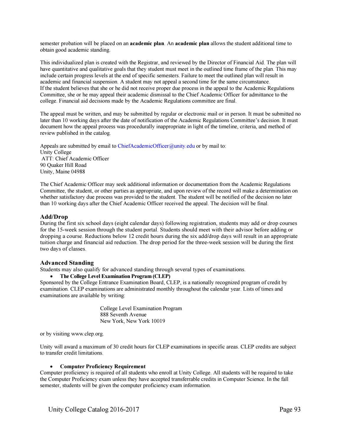 2016 2017 Unity College Course Catalog by Unity Environmental