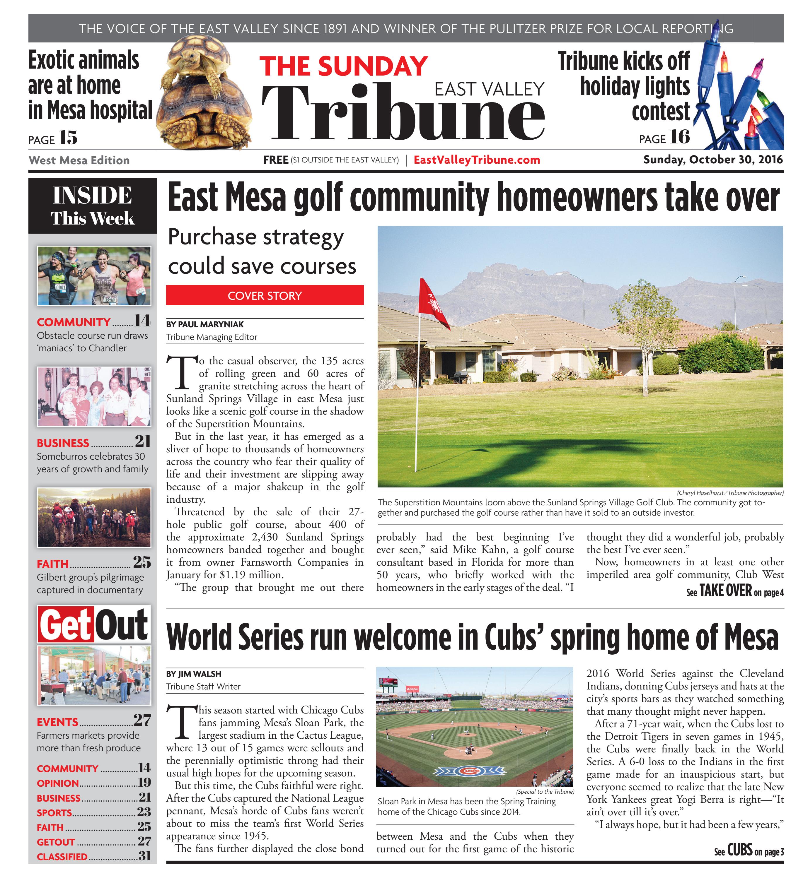 East Valley Tribune West Mesa Edition Oct. 30, 2016 by Times Media