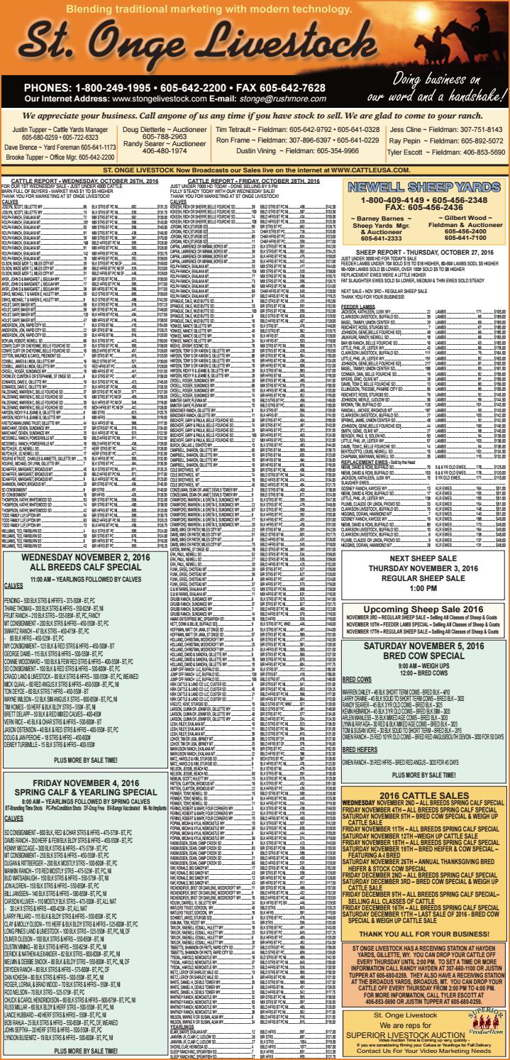 St. Onge Livestock Market Report 11.1.16 by TriState Livestock News