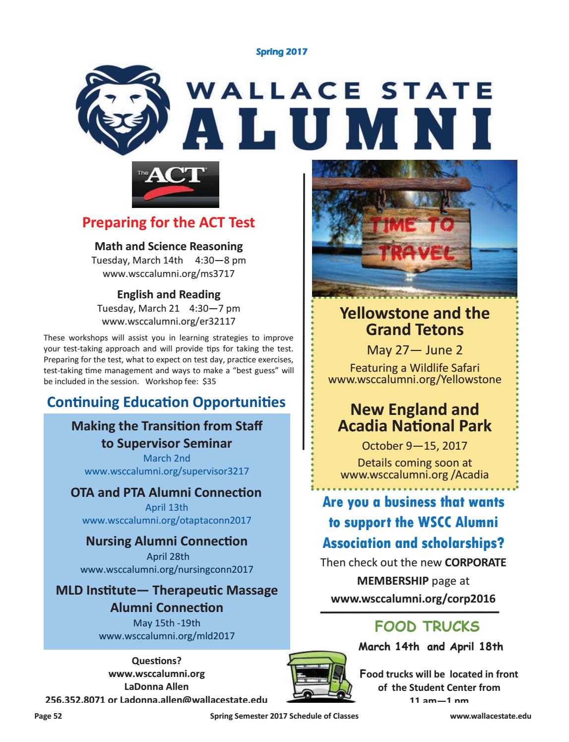 2017 Spring Schedule by Wallace State Community College Issuu