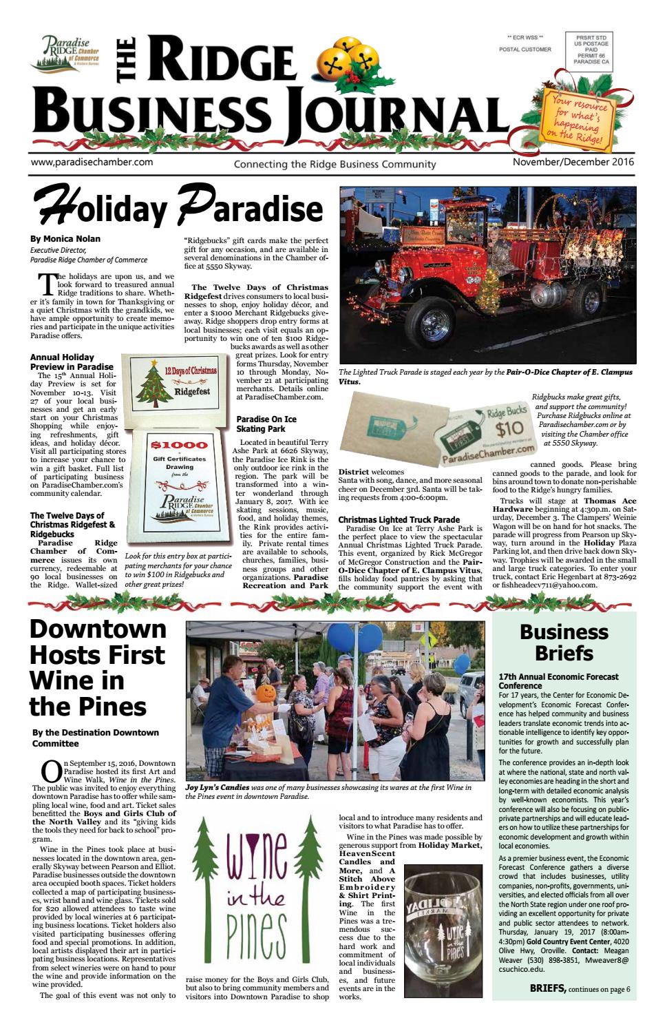 Ridge Business Journal November January 2016 By Paradise Ridge