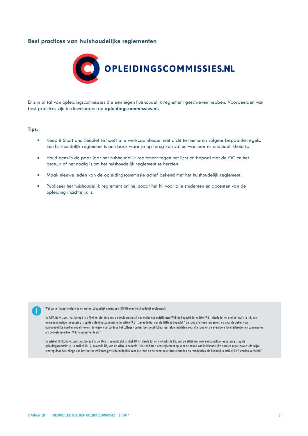 HANDVATTEN Huishoudelijk reglement OC's by Interstedelijk Studenten