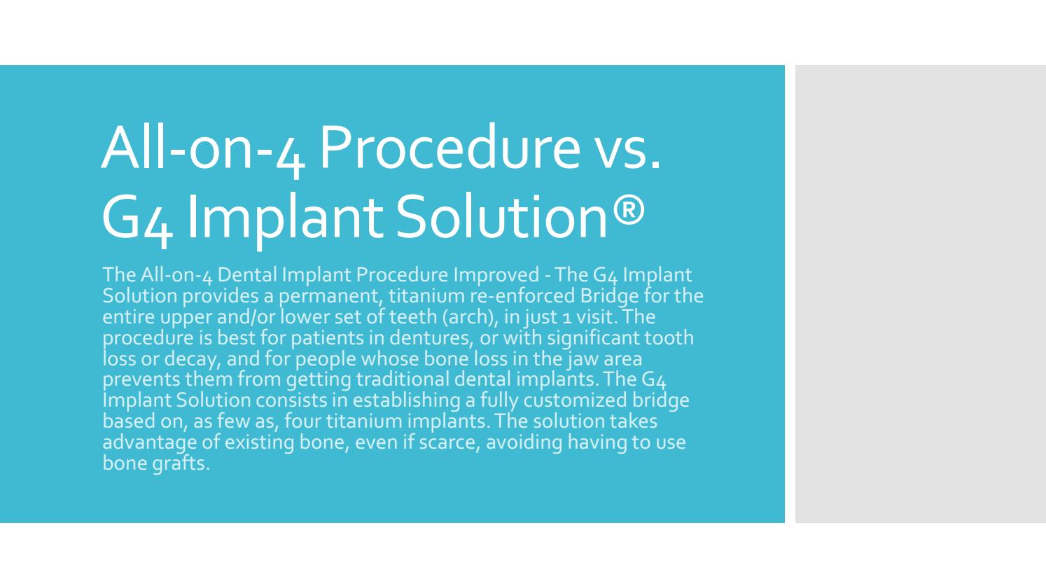 All on 4 dental implants vs the g4 implant solution by G4 By Golpa - Issuu