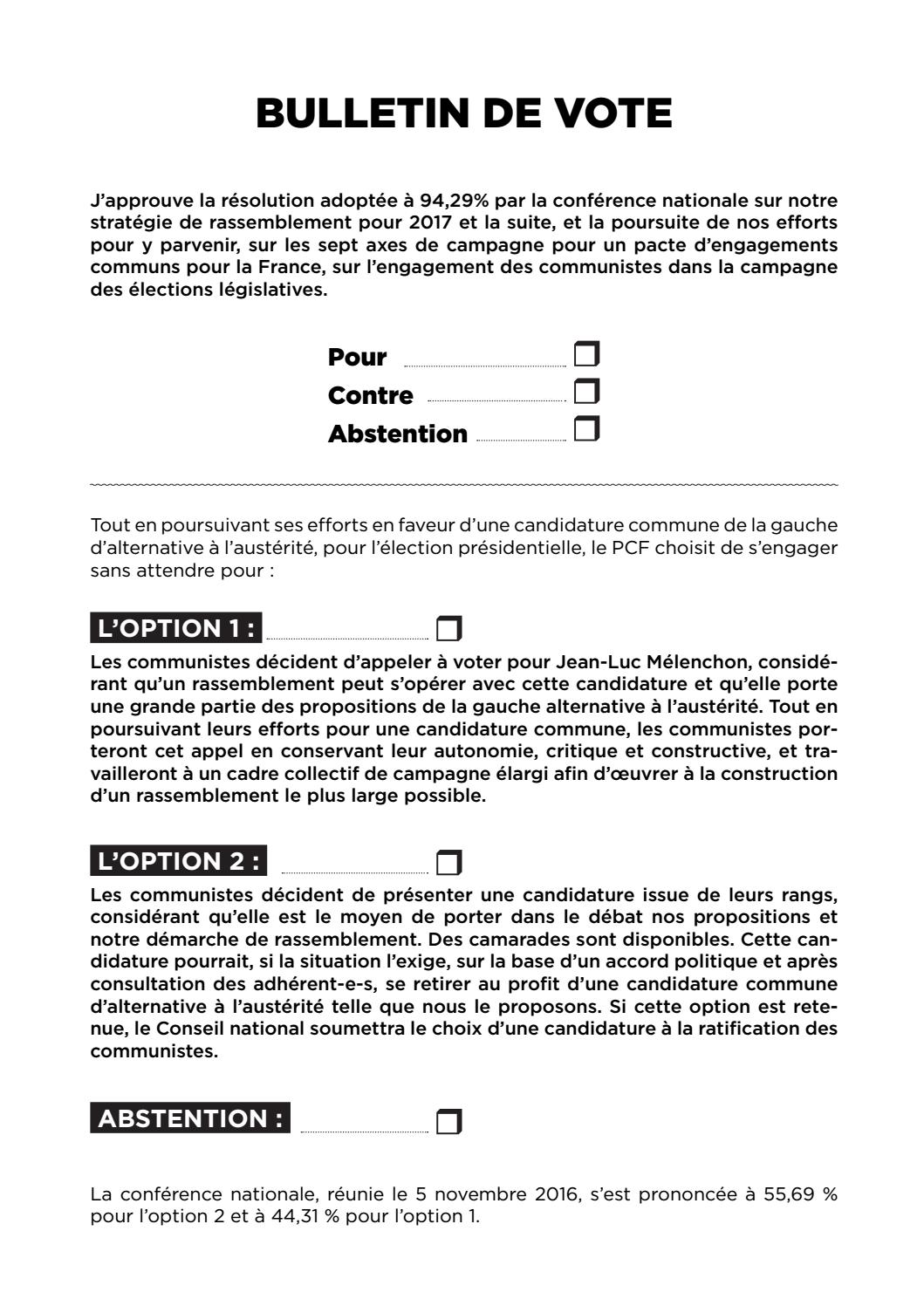 Bulletin de vote by PCF33 Issuu