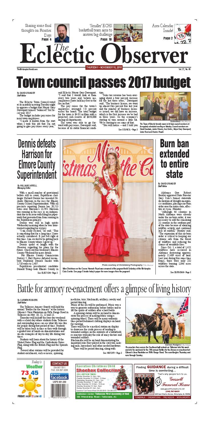 Nov 10, 2016 Eclectic Observer by Tallapoosa Publishers Issuu