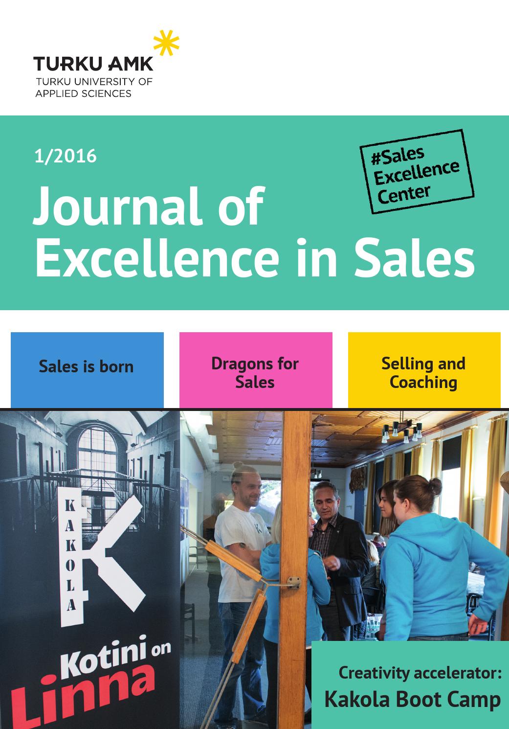 Journal of Excellence in Sales, 1/2016 by Turun AMK, TUAS Issuu