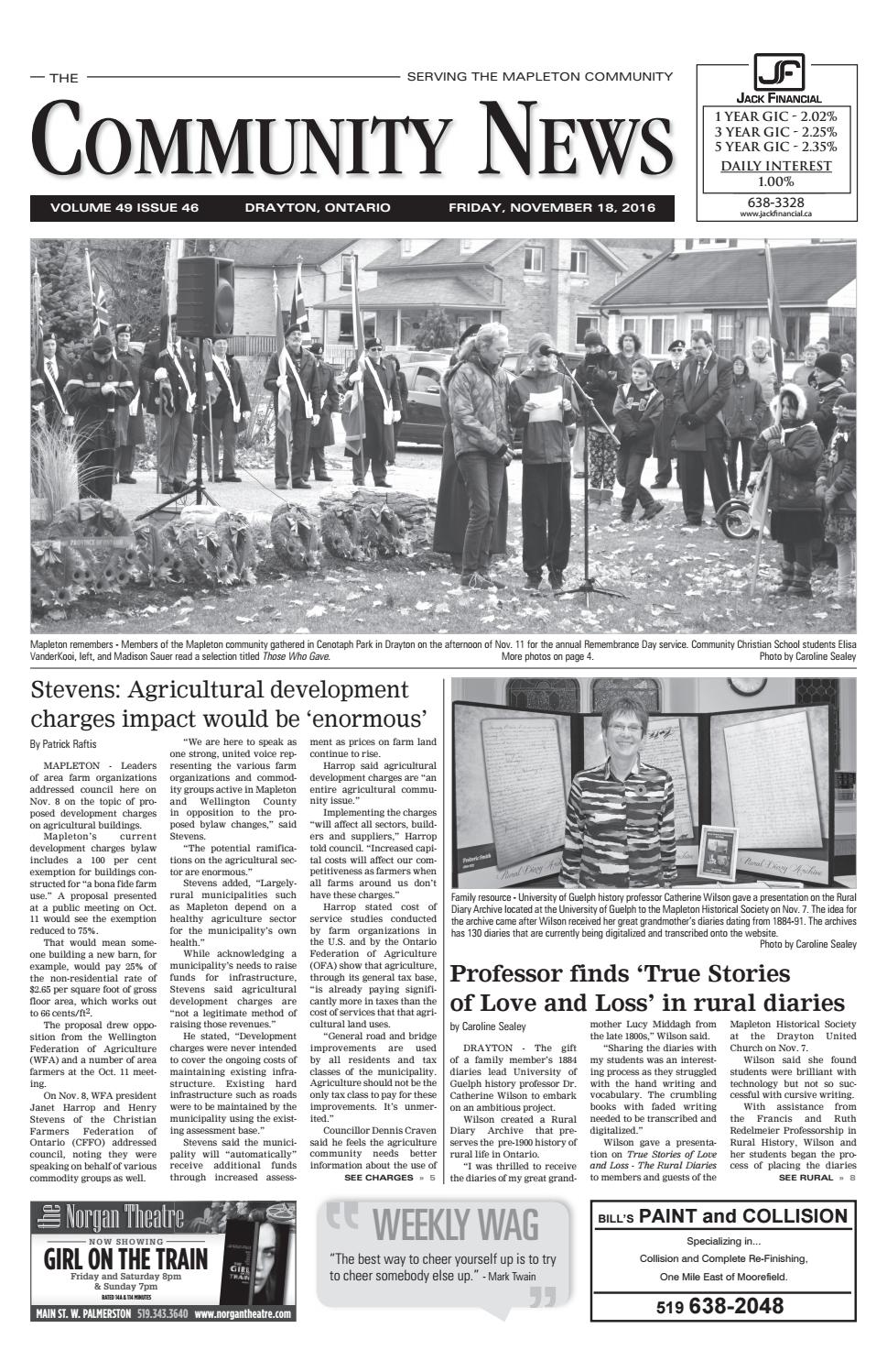 Drayton Community News November 18, 2016 by WHA Publications Ltd. Issuu