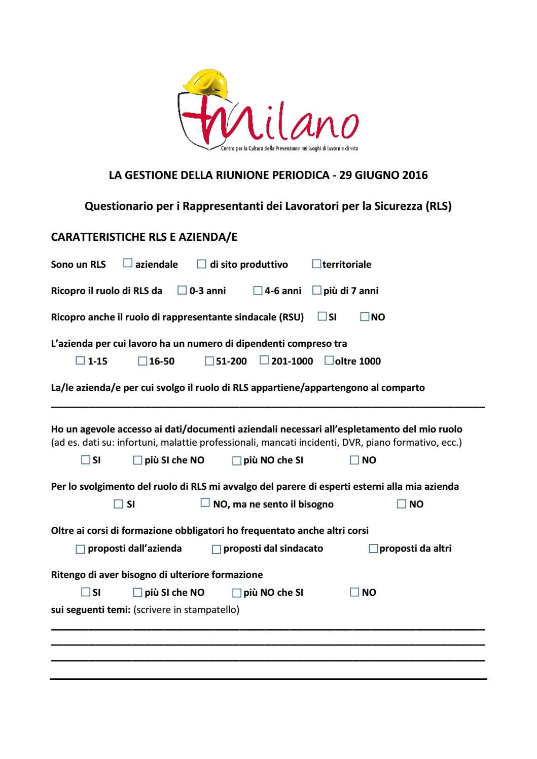 Alla Riunione Periodica Partecipa Anche La Rsu