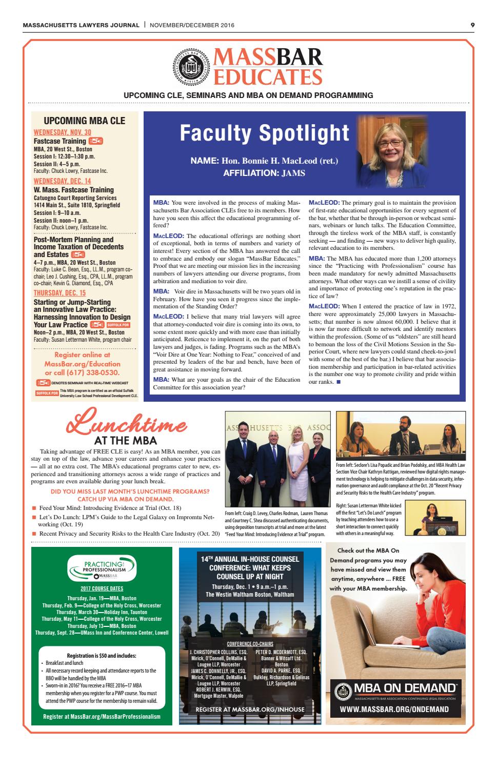 Massachusetts Lawyers Journal Nov Dec 2016 By The Warren Group