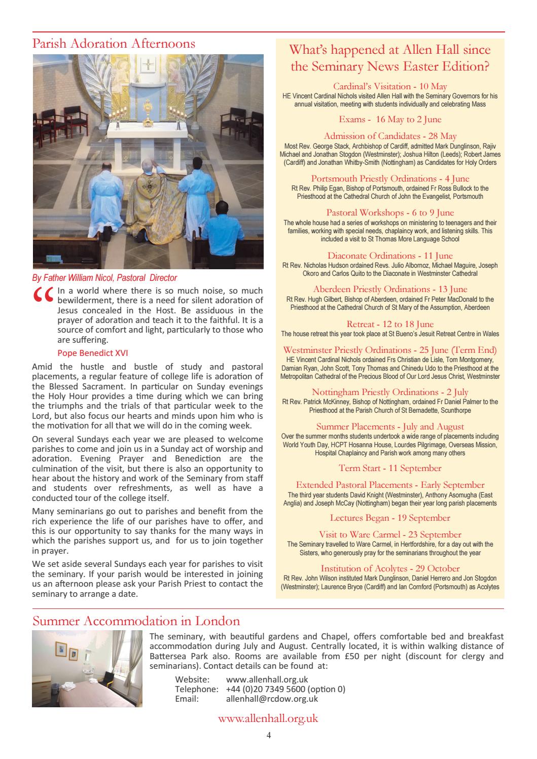 Allen Hall Seminary News Autumn 2016 by RCWestminster Issuu