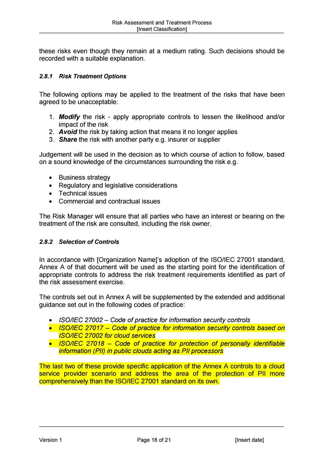 Isms doc 06 2 risk assessment and treatment process by CertiKit Limited ...