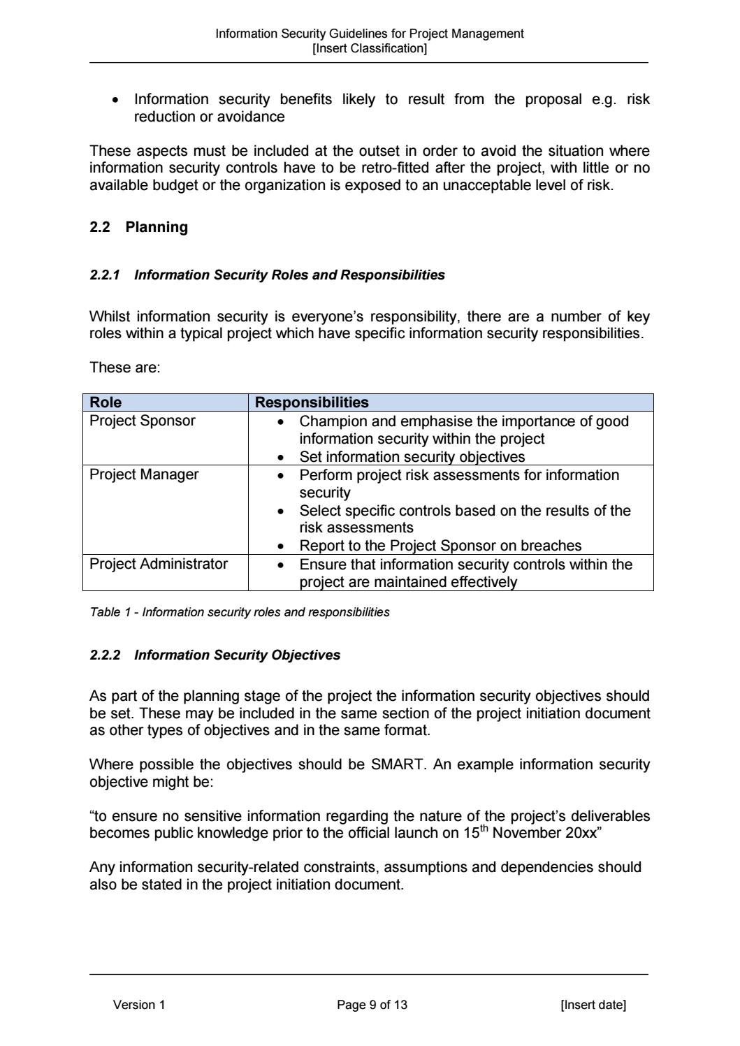 Isms Doc A06 3 Information Security Guidelines For Project Management 