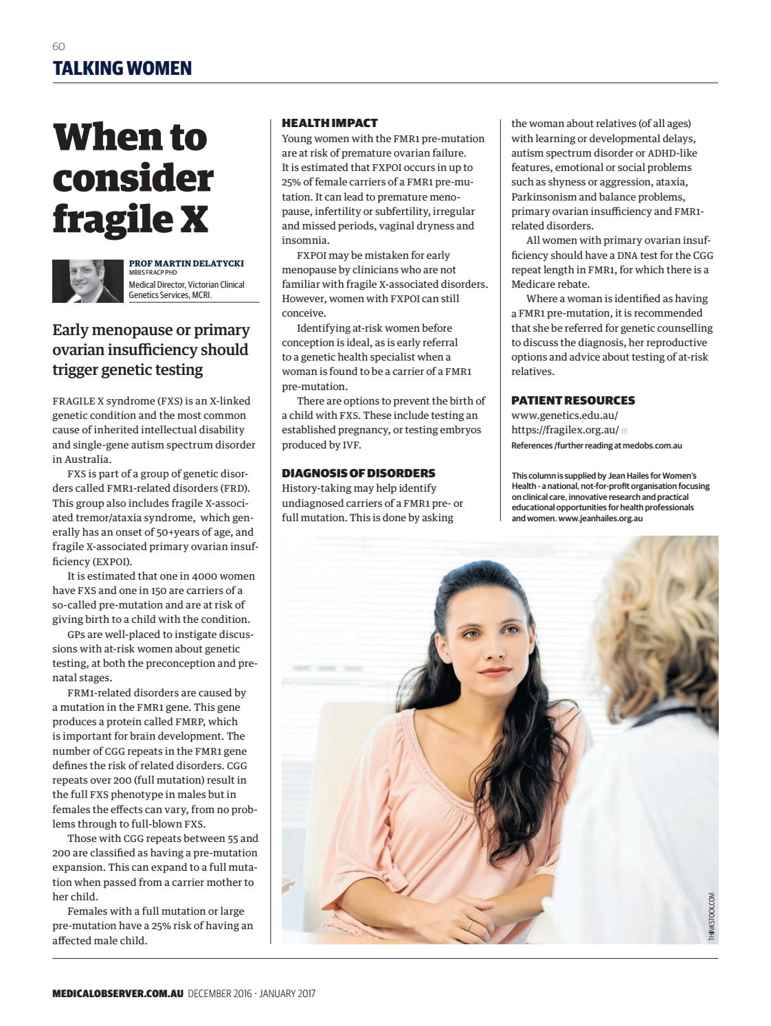 Early menopause When to consider Fragile X by Fragile X Association