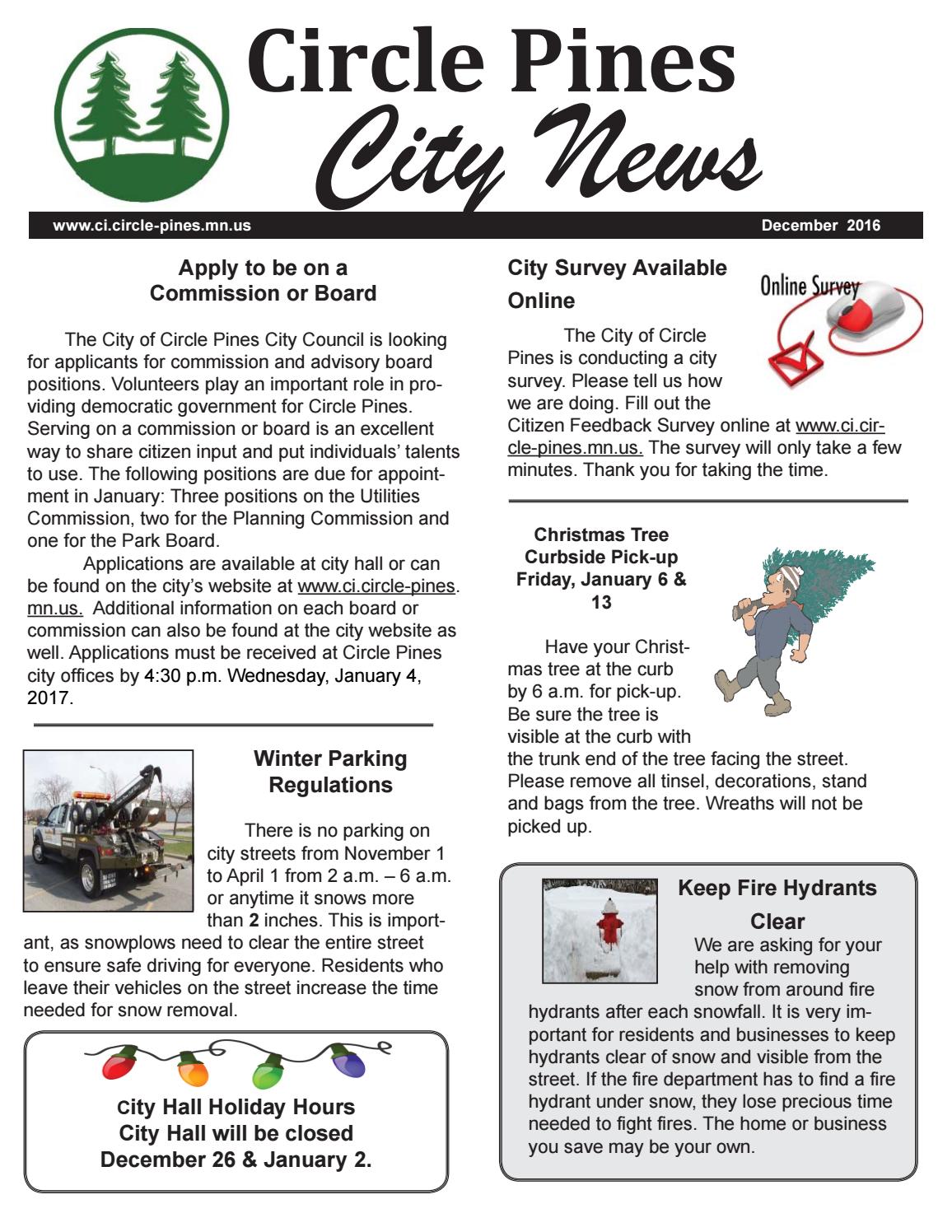 Circle Pines December 2017 Newsletter by City of Circle Pines Issuu