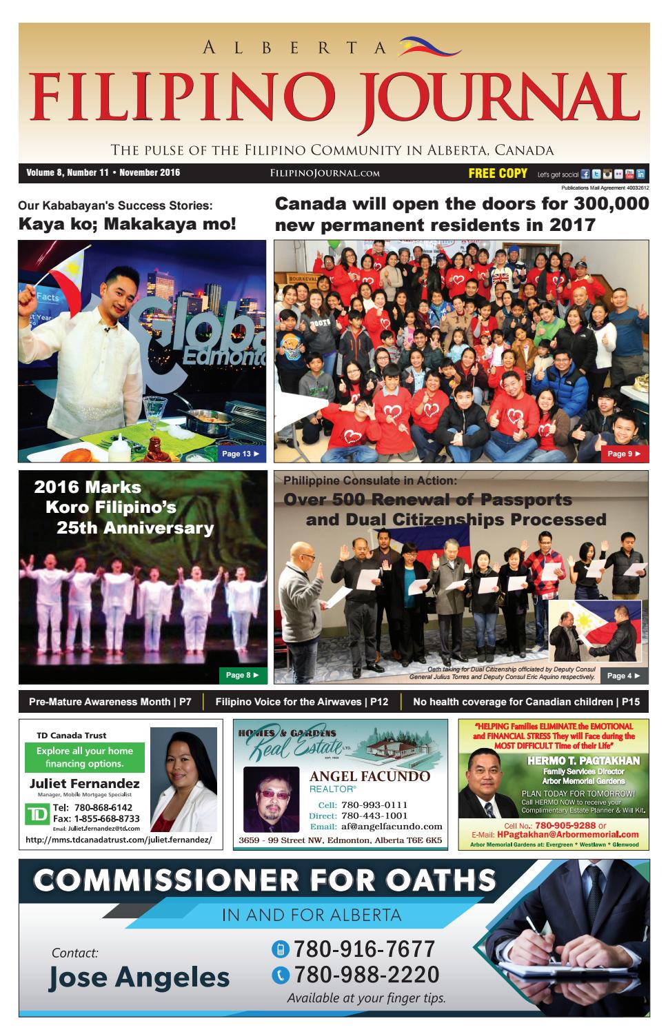 Filipino Journal Alberta Edition November 16 By Filipino Journal Issuu
