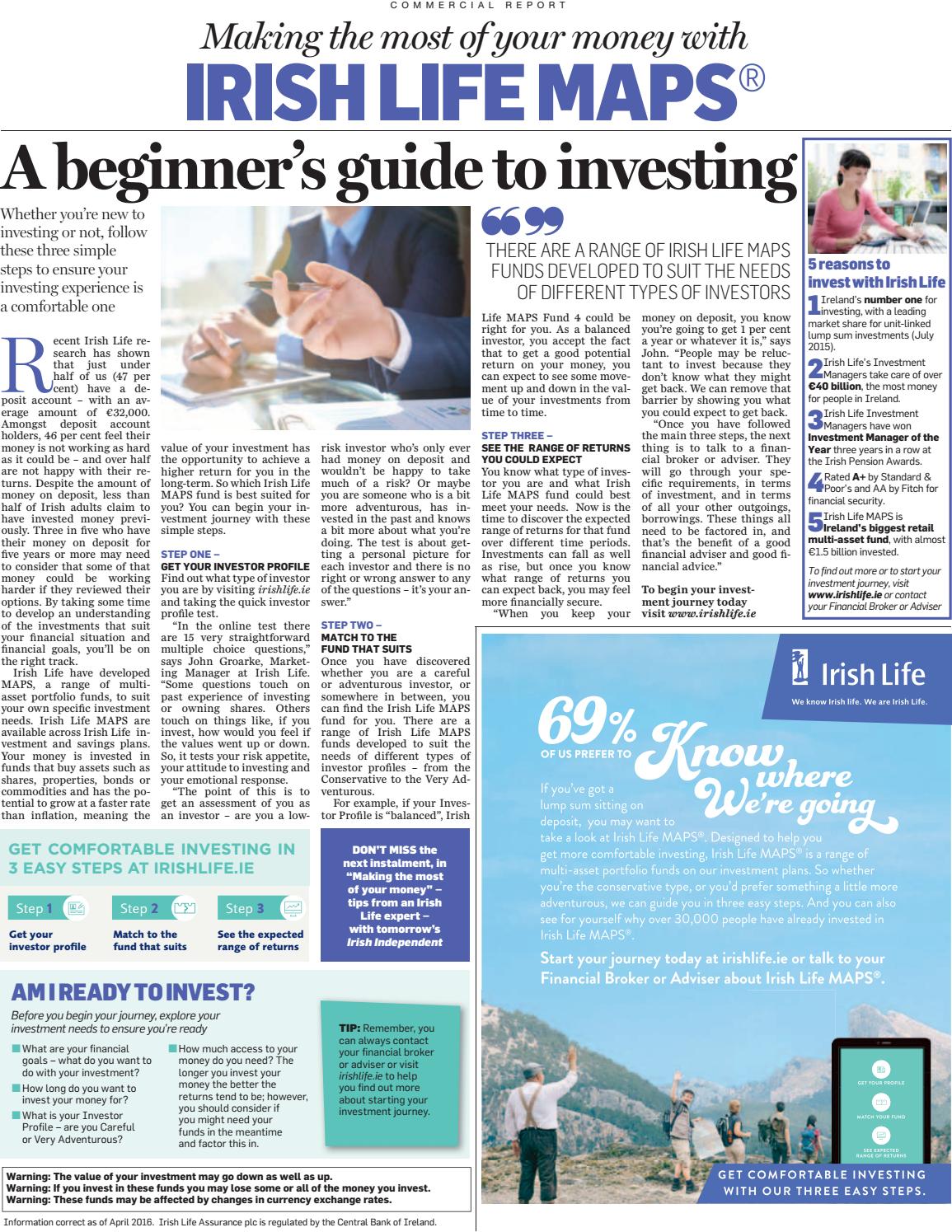 Irish Life Maps Making The Most Of Your Money April 2016 By