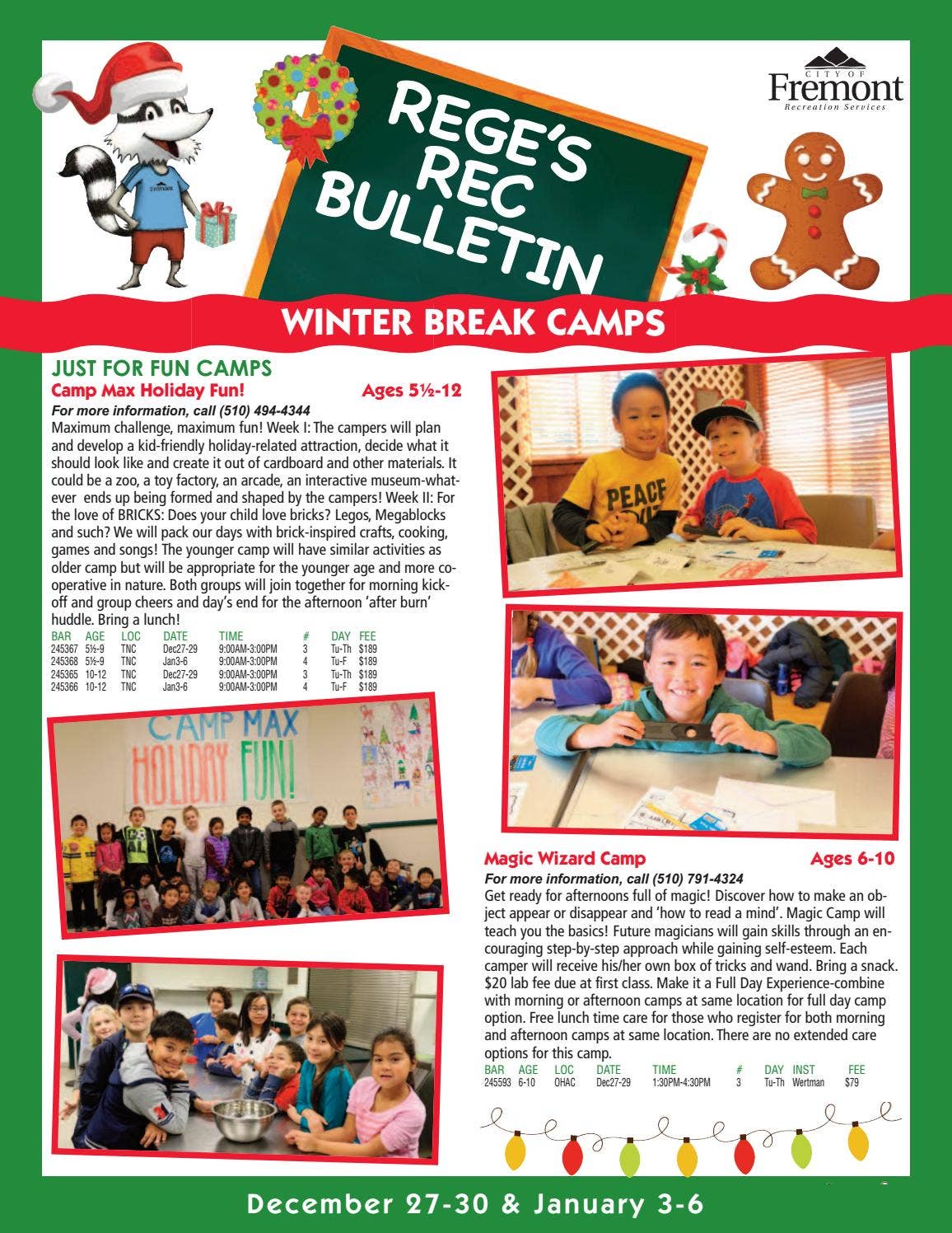 Rege Bulletin: December 2016 by City of Fremont Parks & Recreation - Issuu