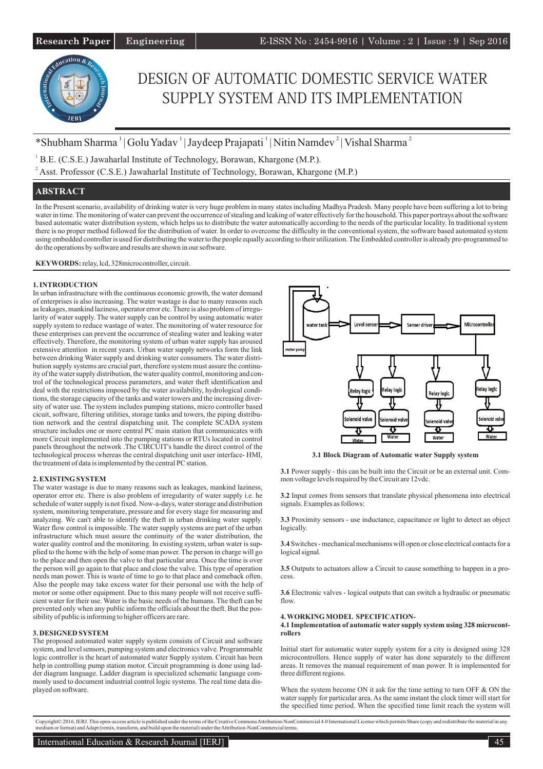 DESIGN OF AUTOMATIC DOMESTIC SERVICE WATER SUPPLY SYSTEM AND ITS ...
