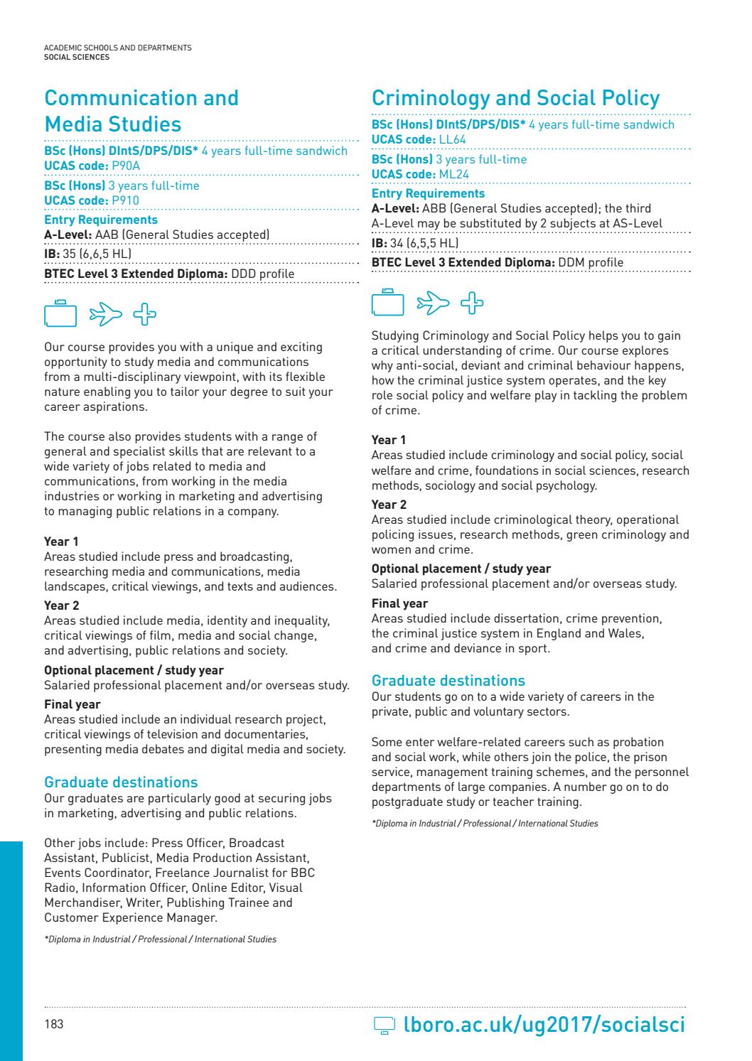 undergraduate prospectus 2017 by loughborough university issuu jobs with criminology degree