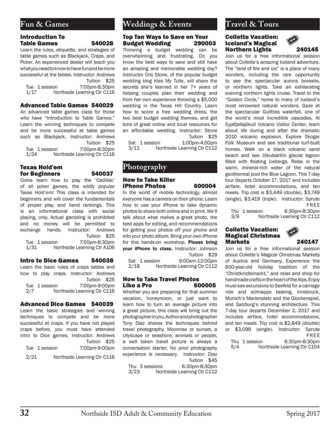 NISD Community Education Spring 2017 Class Catalog by NISD Community Ed