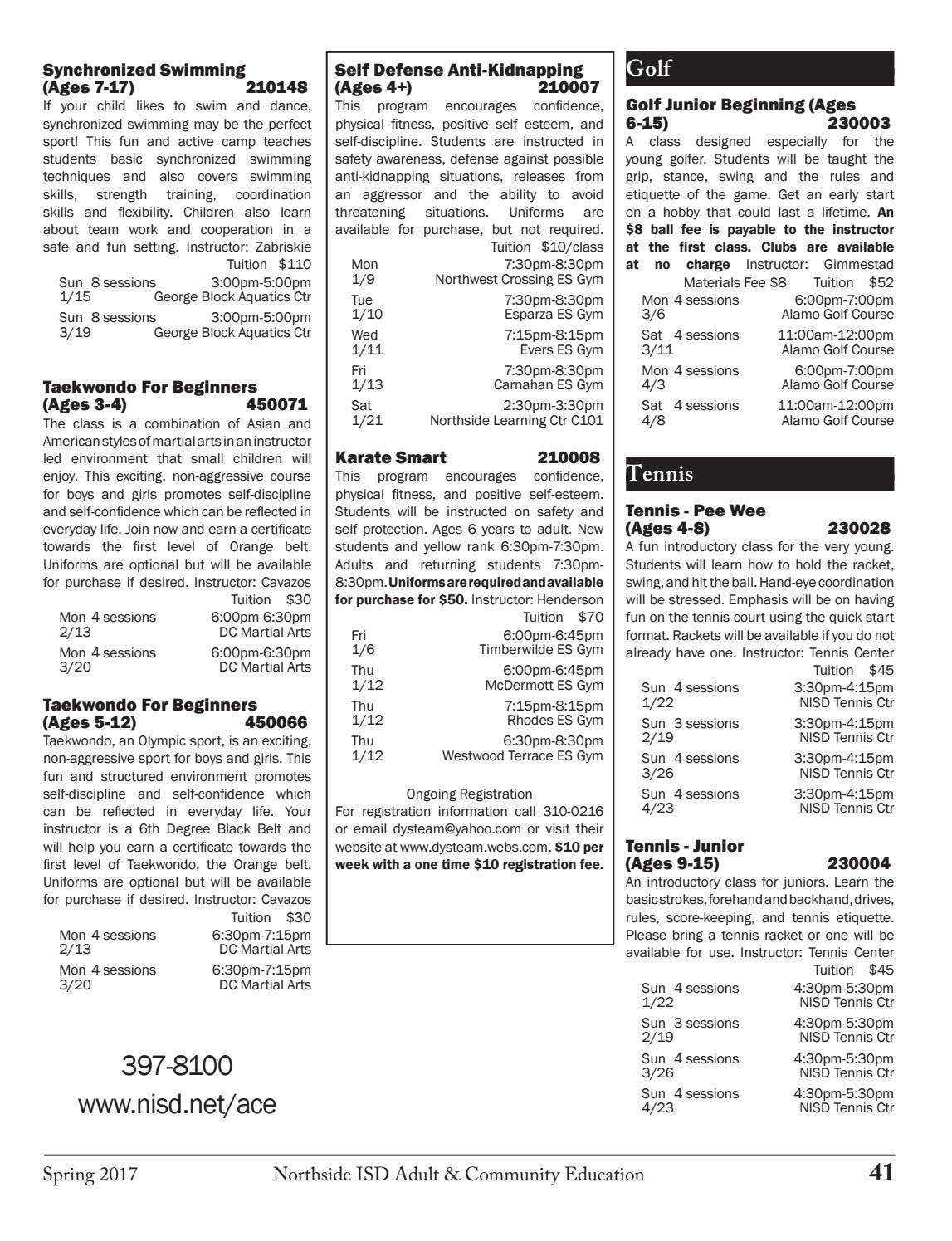 NISD Community Education Spring 2017 Class Catalog by NISD Community Ed