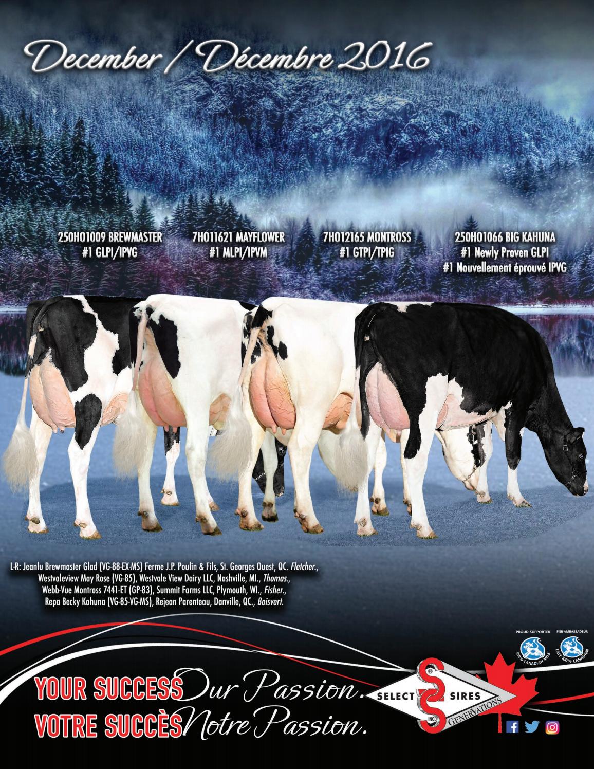 Select Sires GenerVations Holstein Price List December 2016 by Select