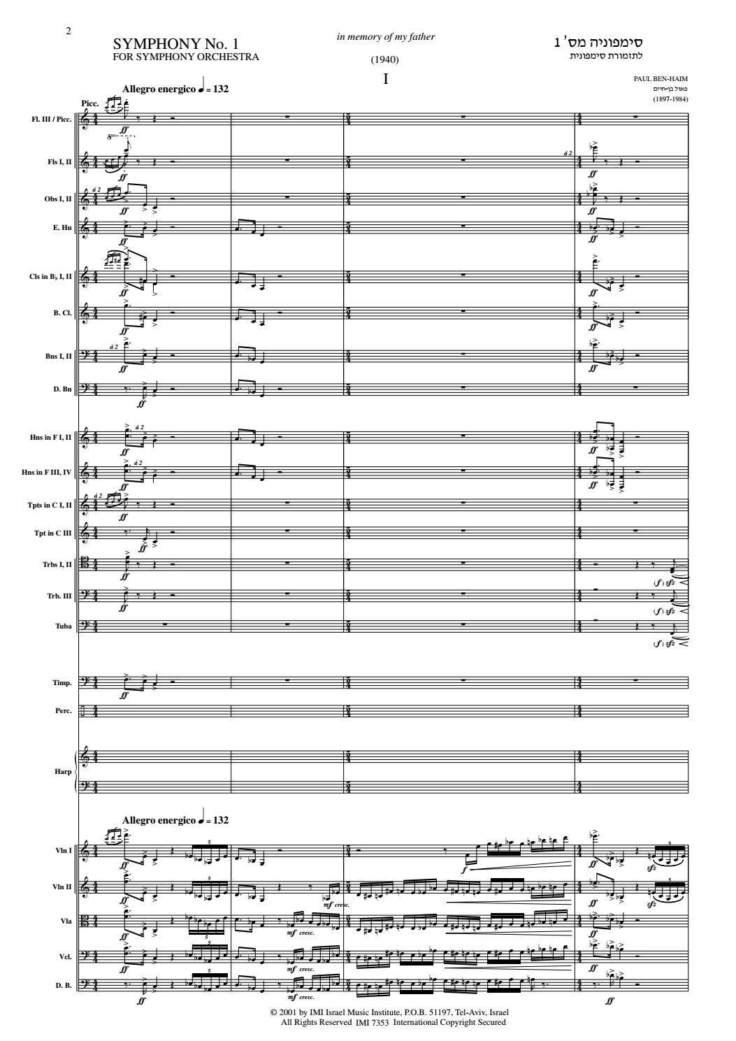 Ben-Haim_Symphony No 1_Score (IMI) by Peermusic Classical - Issuu