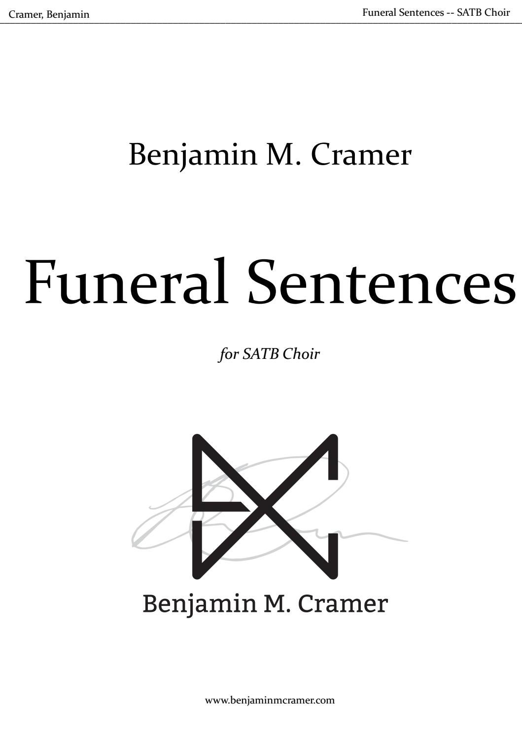 Funeral Sentences by Benj Cramer Publications Issuu