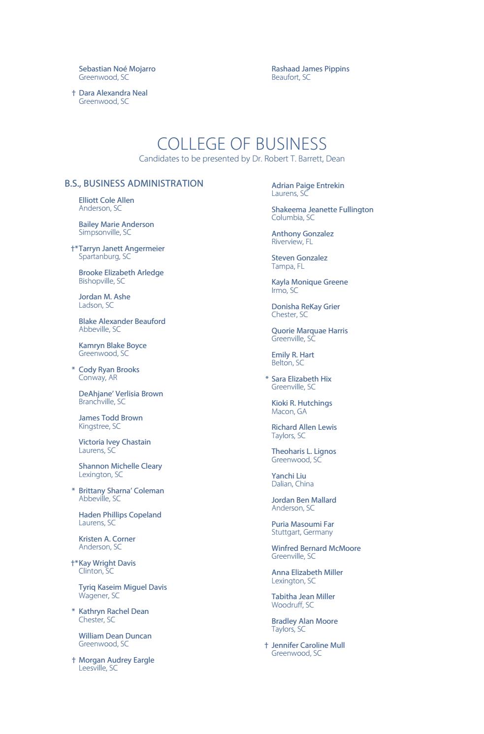 Lander University Commencement Program, December 2016 by Lander ...