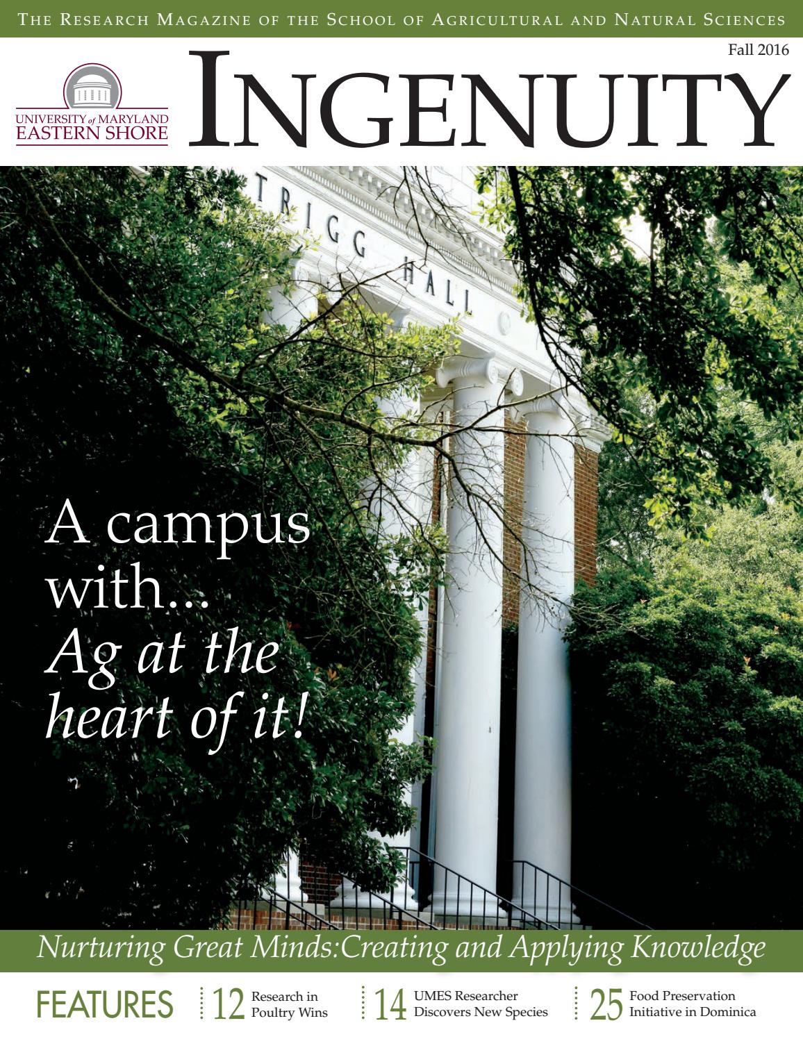 Ingenuity, Fall 2016 by University of Maryland Eastern Shore - Issuu