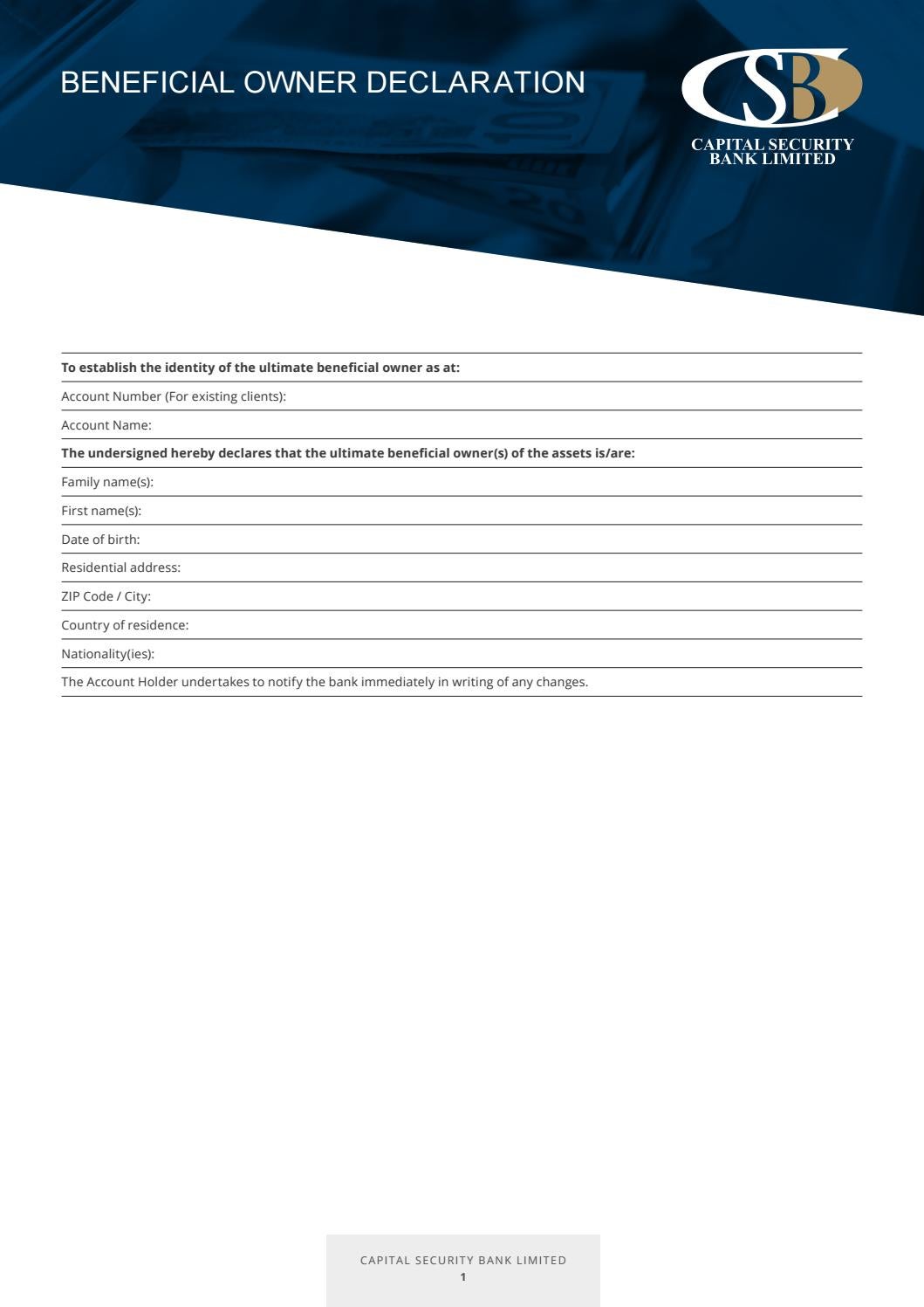 Beneficial Owner Declaration Form by CSB Chiavanni Le'Mon Issuu