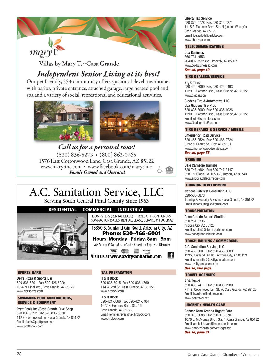 Greater Casa Grande Chamber Of Commerce 2017 Business Directory