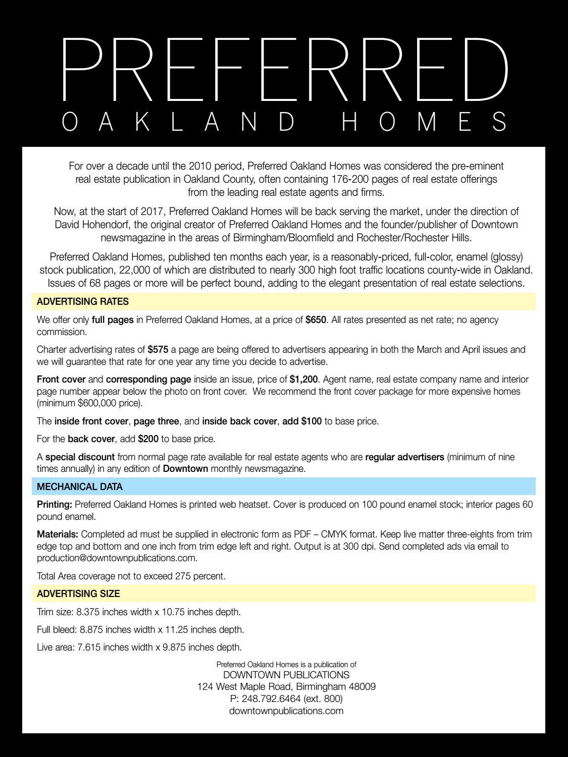 Preferred Oakland Homes - Rates by Downtown Publications Inc. - Issuu
