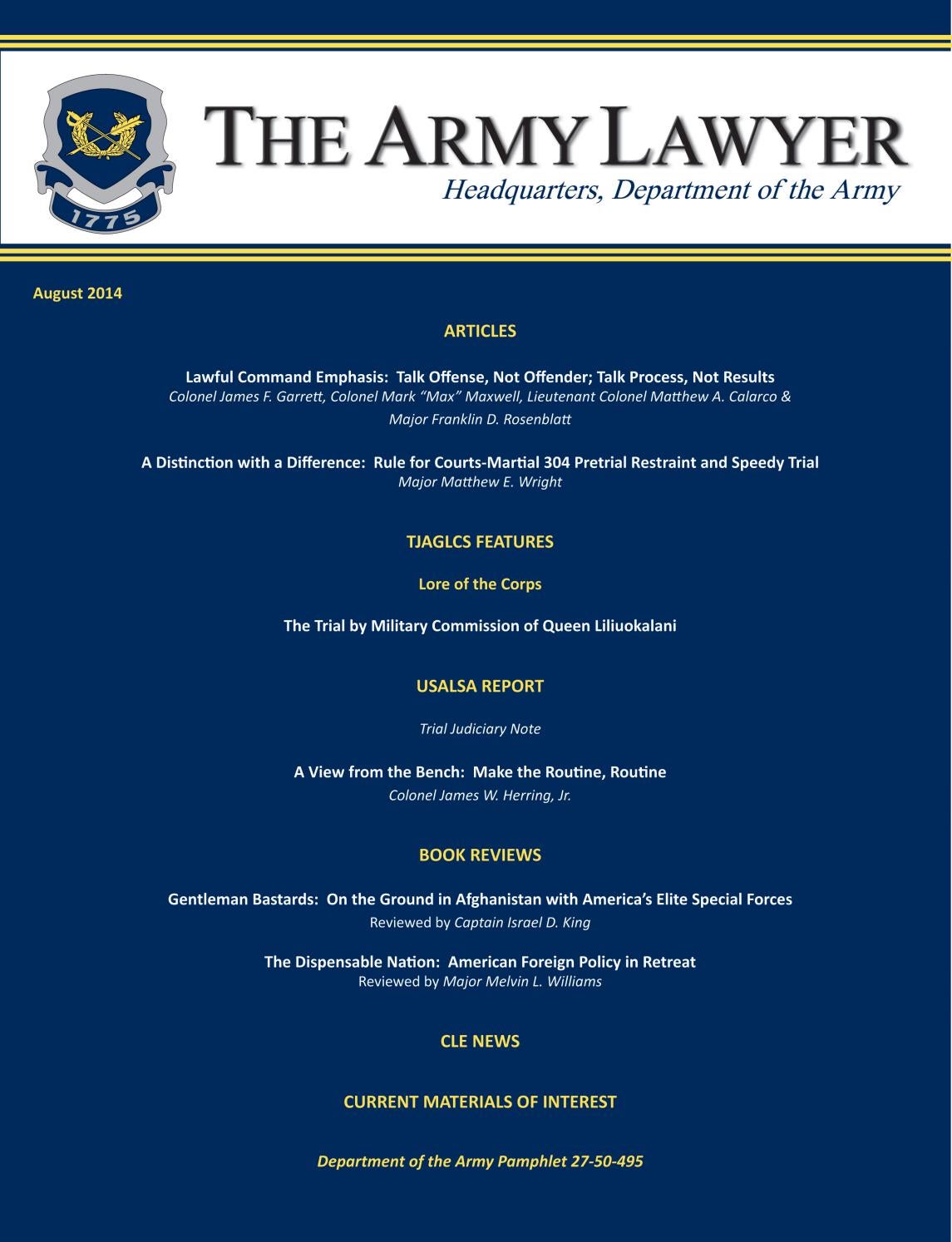 The Army Lawyer The Army Lawyer August 2014 By PressPad Issuu