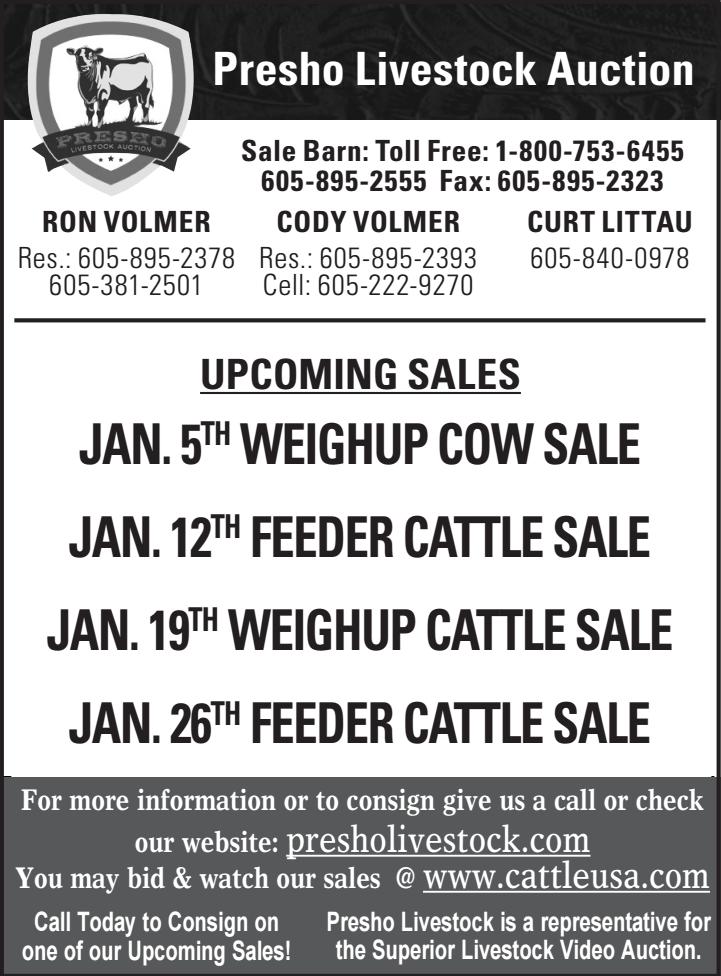 Presho Livestock Auction Market Report 1.2.17 by TriState Livestock