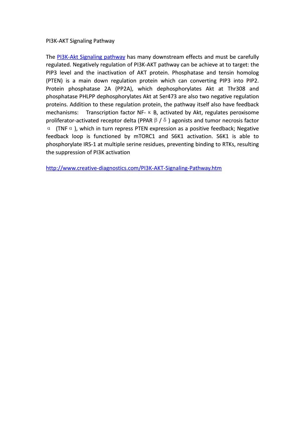 Pi3k akt signaling pathway pdf by Creative Diagnostics - Issuu