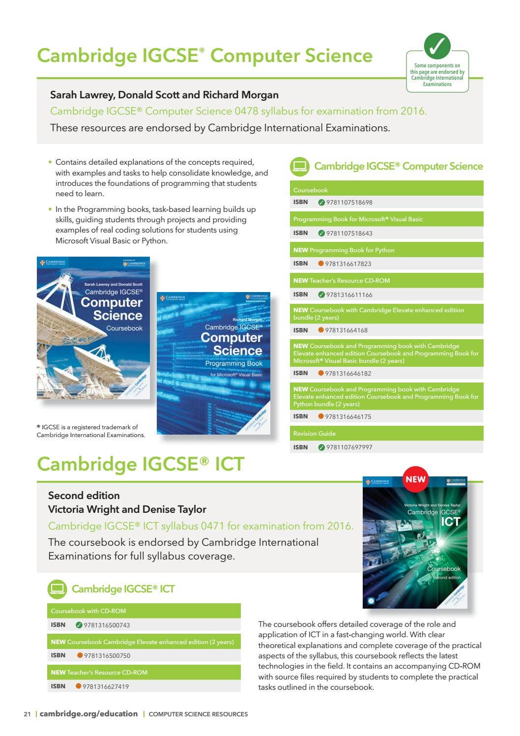 Computer Science Resources Catalogue 2017 by Cambridge International ...