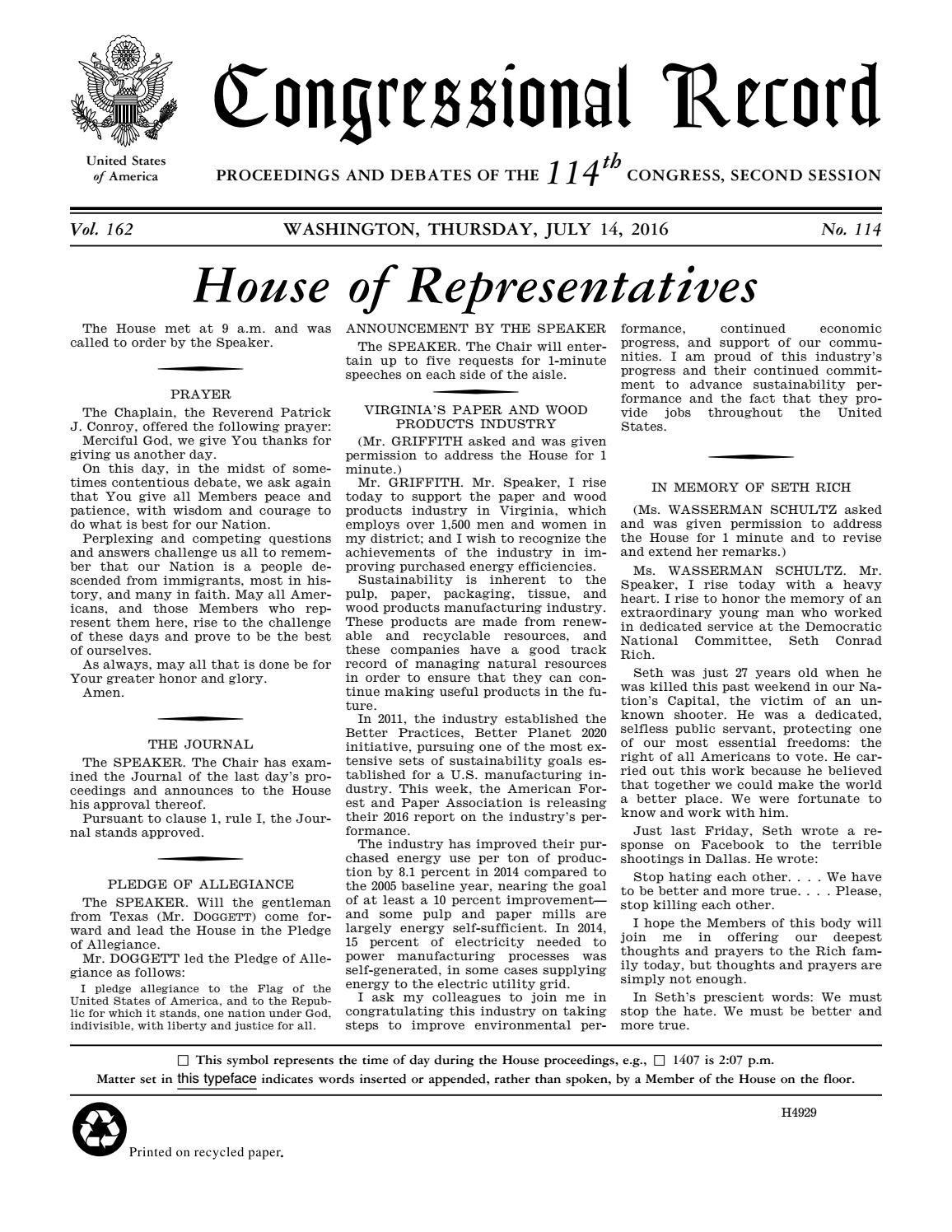 Congressional Record Congressional Record (July 14, 2016) by PressPad