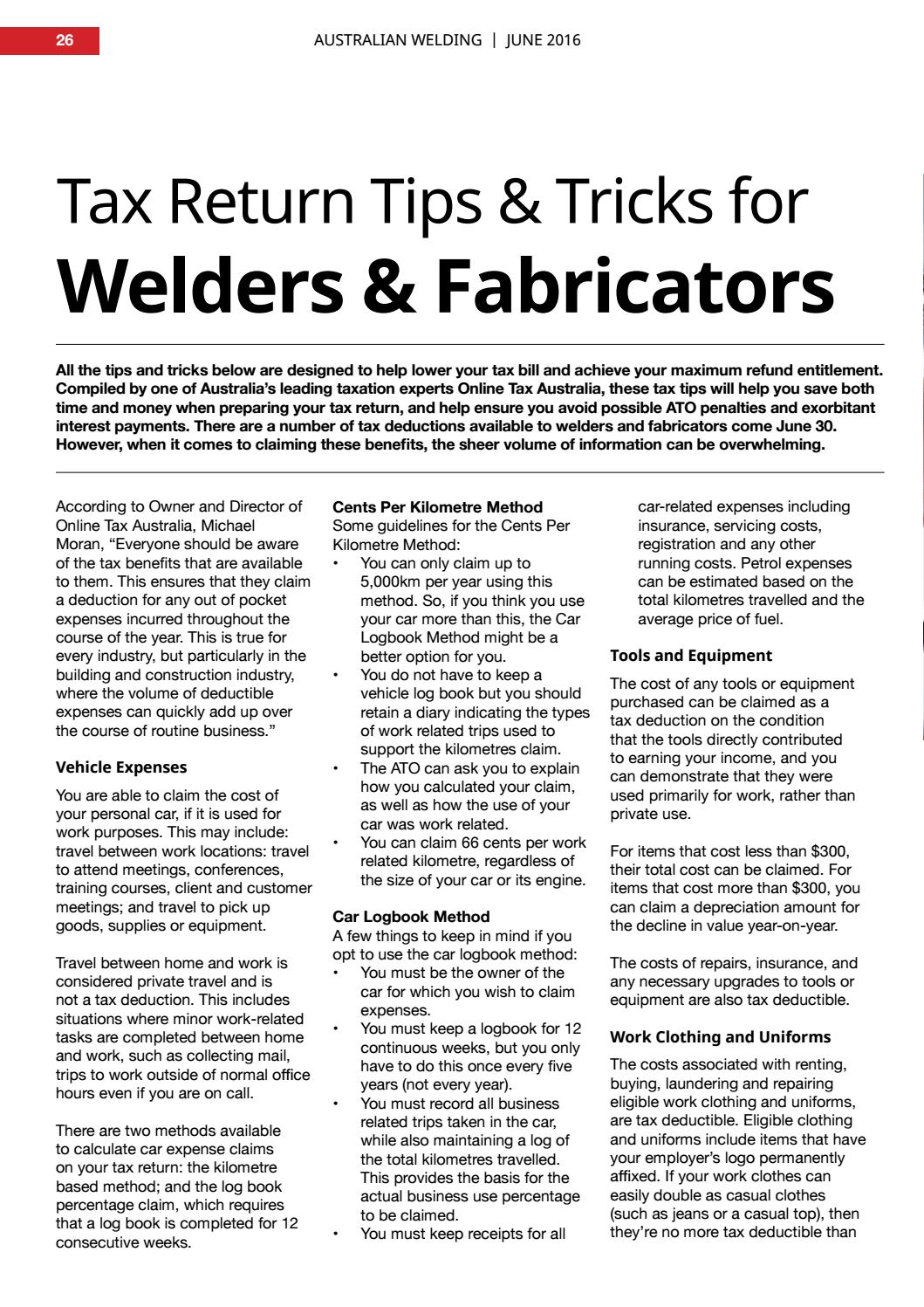 Tax return tips & tricks for welders & fabricators by Weld Australia