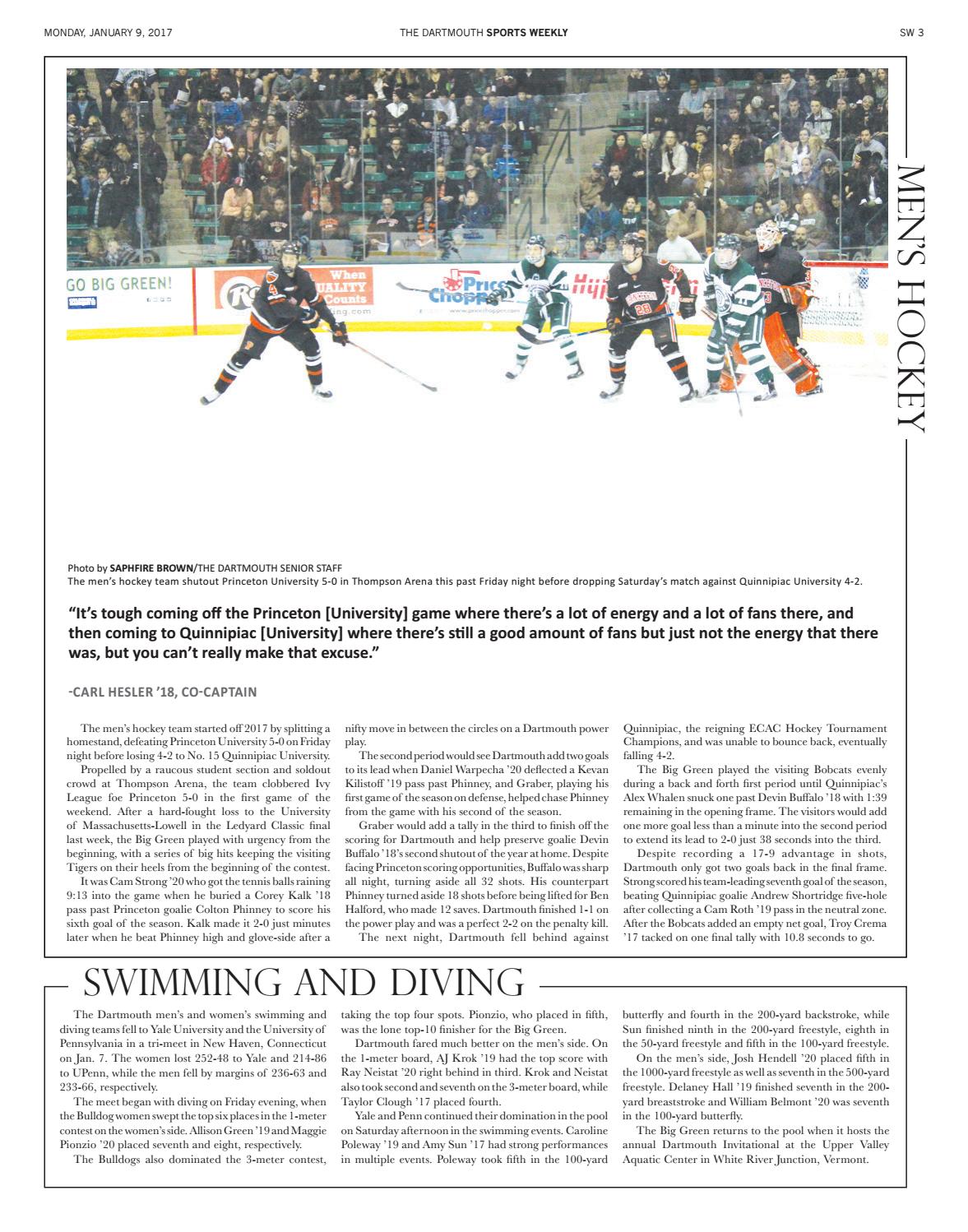 The Dartmouth Sports Weekly 1/9/17 by The Dartmouth Newspaper Issuu