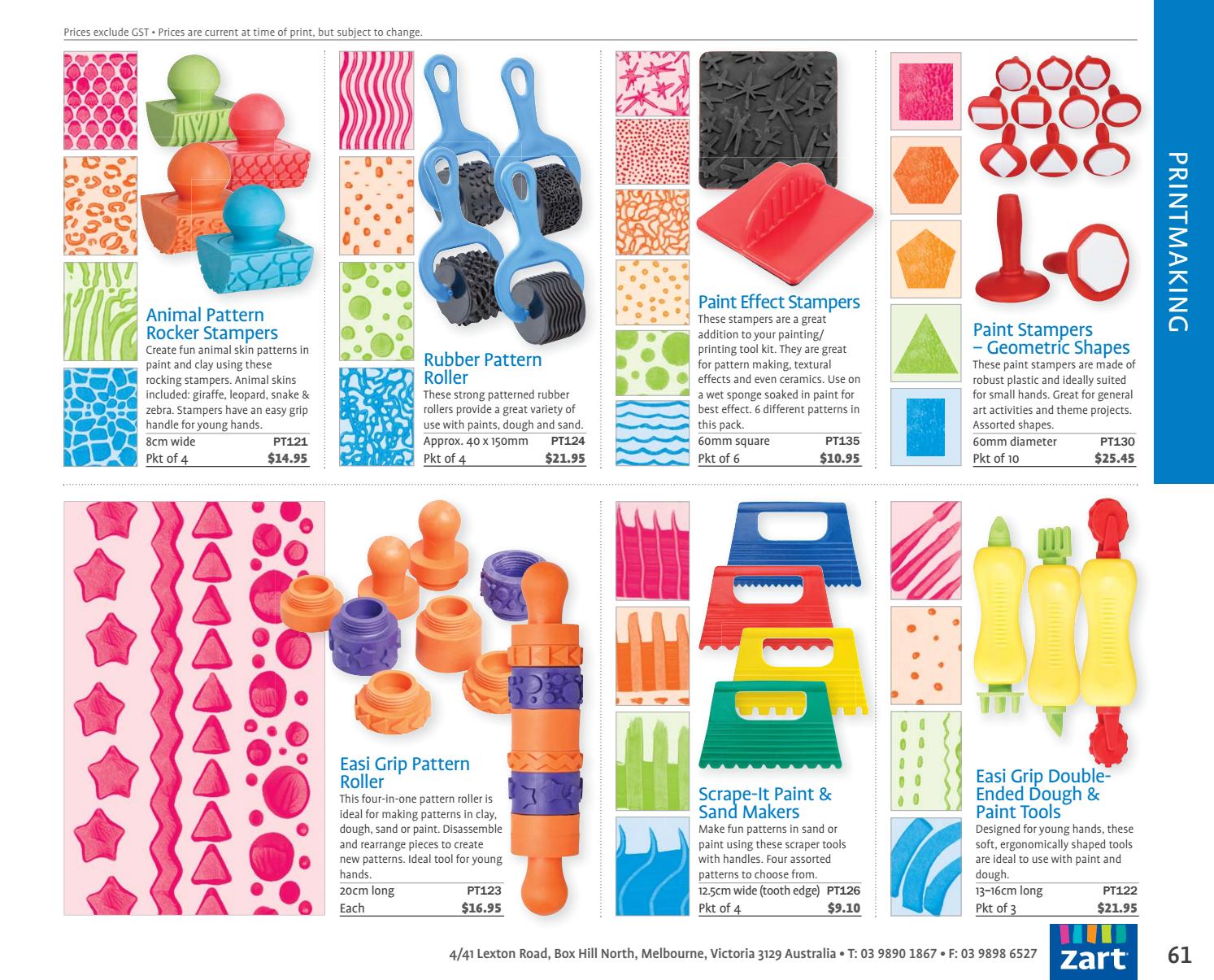 set of 4 Paint and Clay Soft Grip Geometric Stampers for Dough