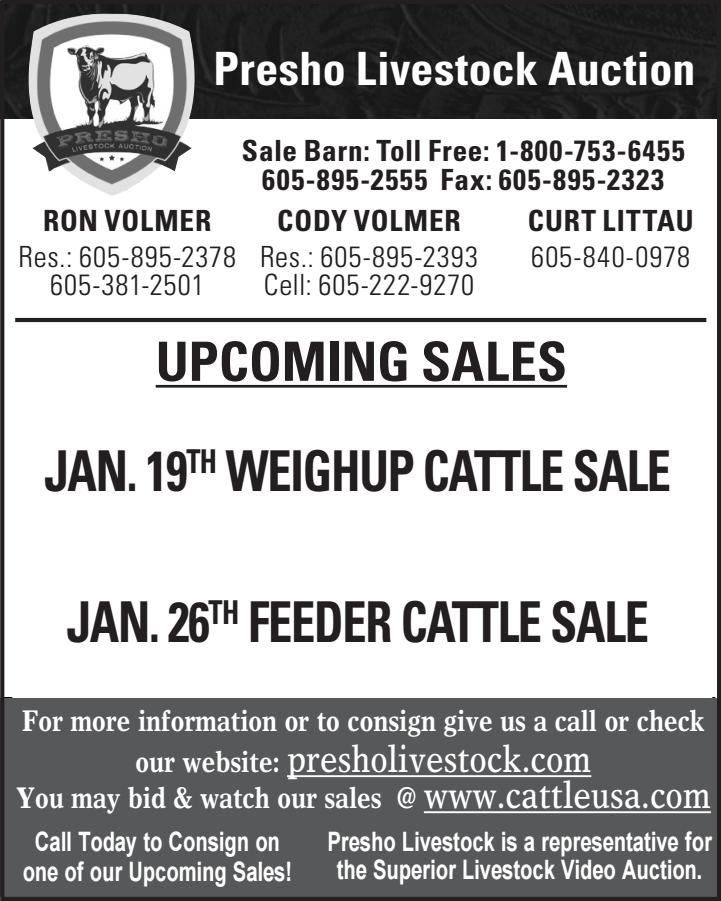 Presho Livestock Auction Market Report 1 16 17 By Tri State