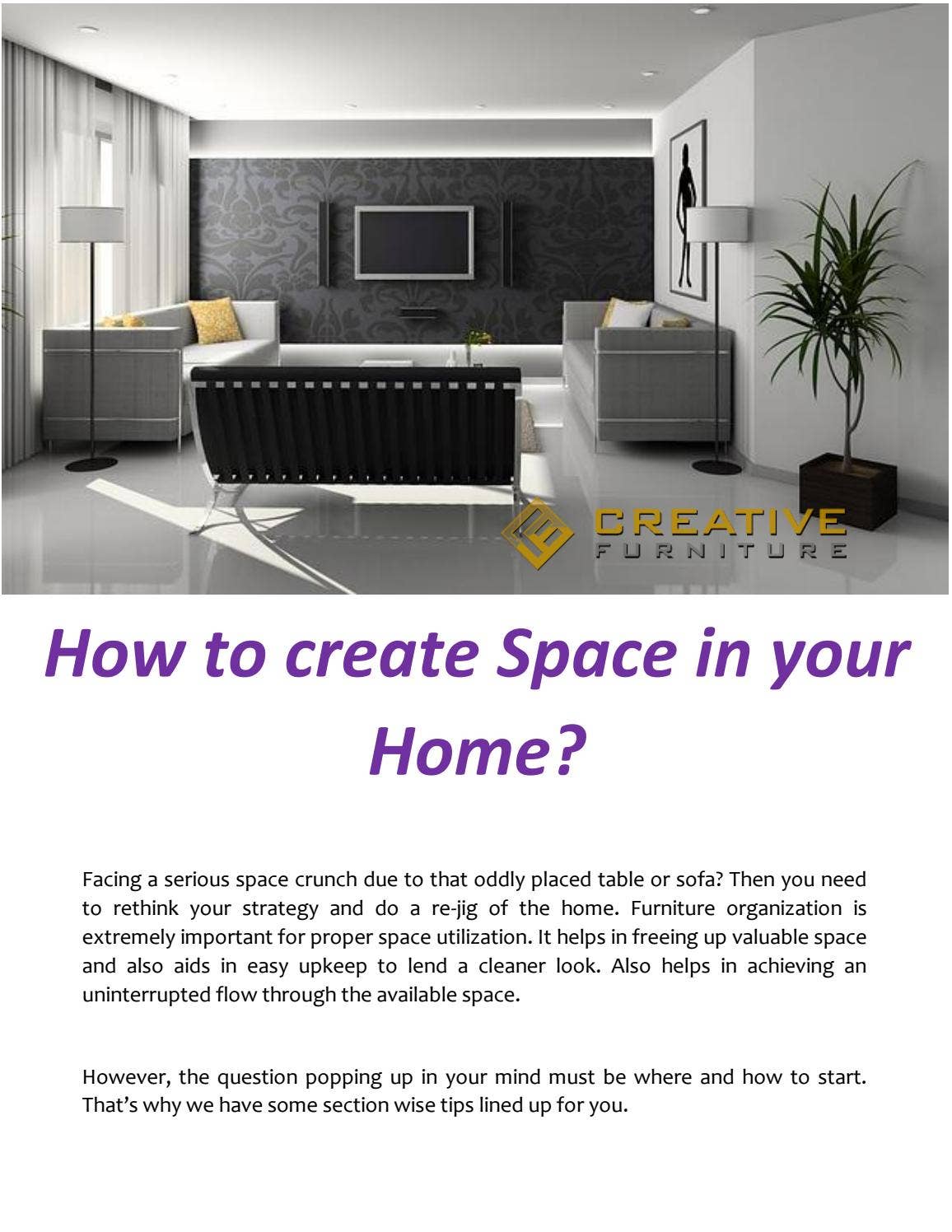 How to create space in your home by Creative Furniture Store - Issuu